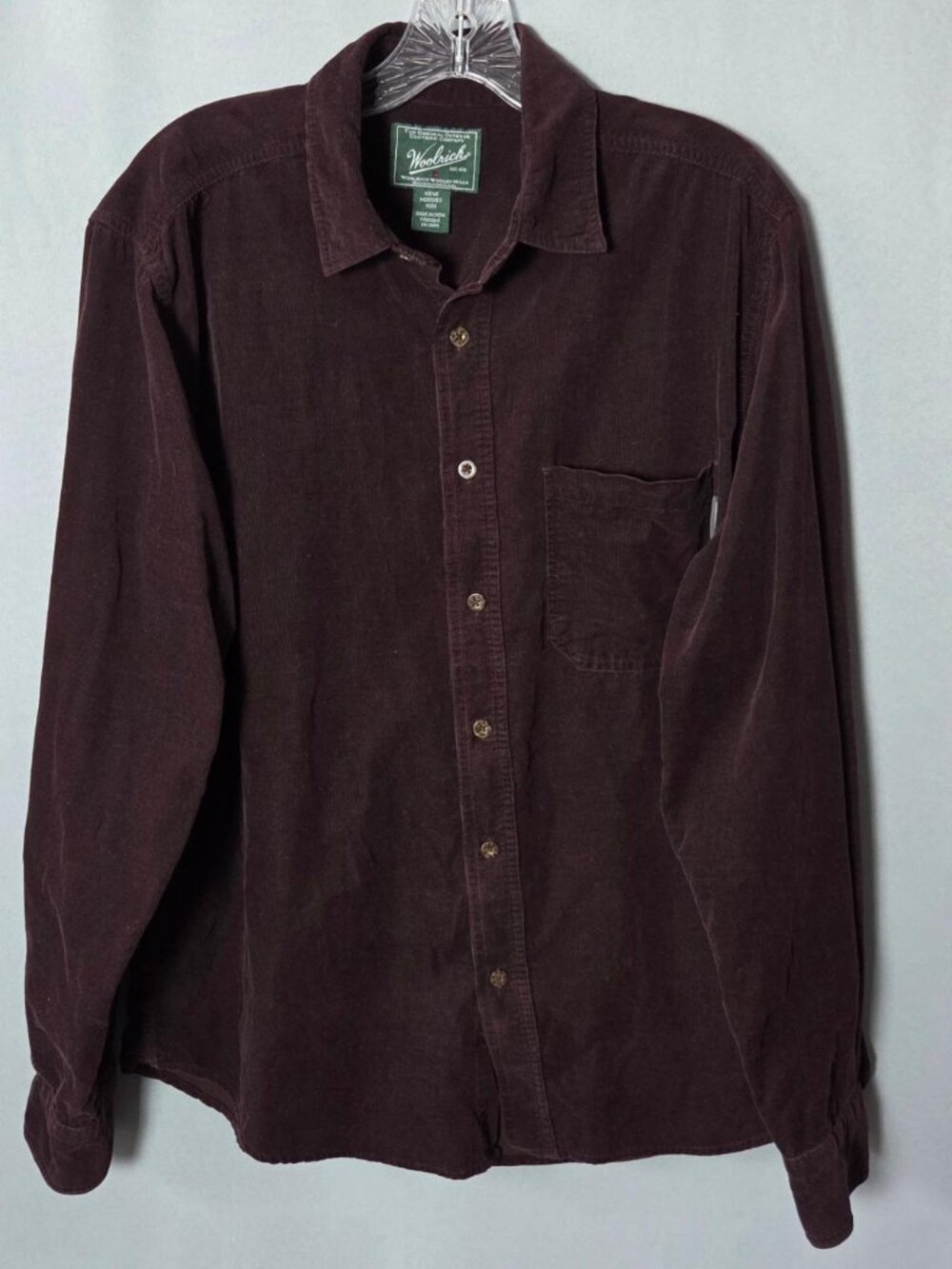 Woolrich Burgundy Corduroy Button Down Shirt Men's Medium